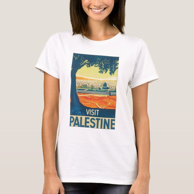 Visit Palestine Vintage Travel Poster T-Shirt (Front)