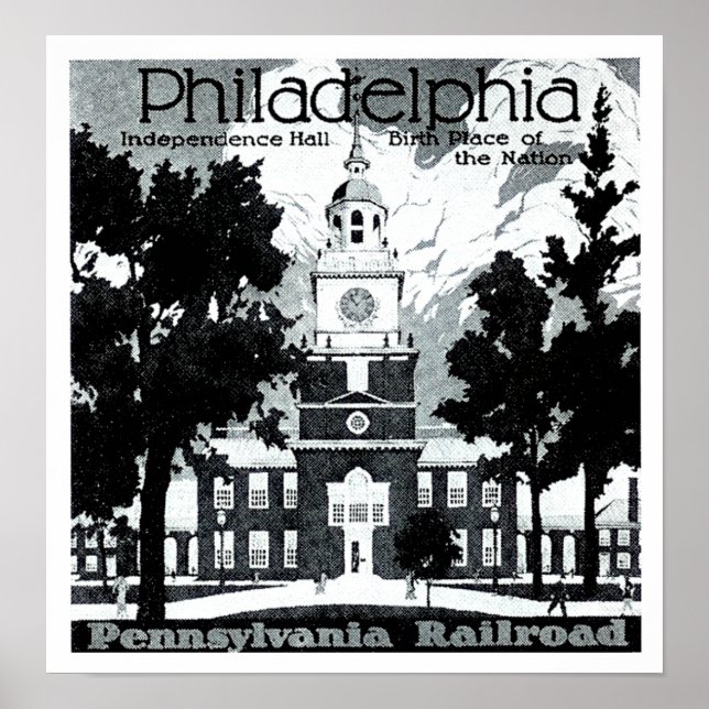 Visit Philadelphia on the Pennsylvania Railroad Poster (Front)
