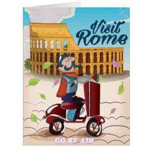Visit Rome cartoon travel poster
