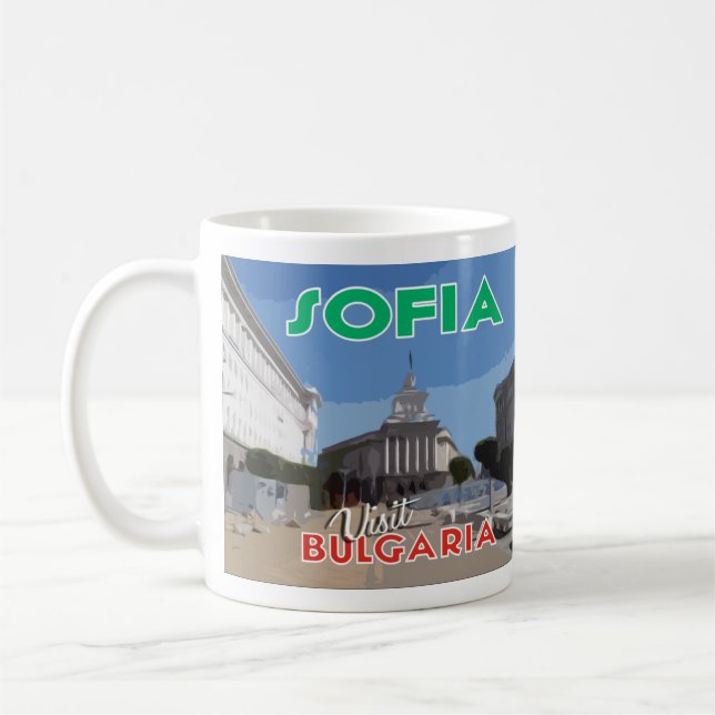 Visit Sofia, Bulgaria I Love Coffee Mug (Left)