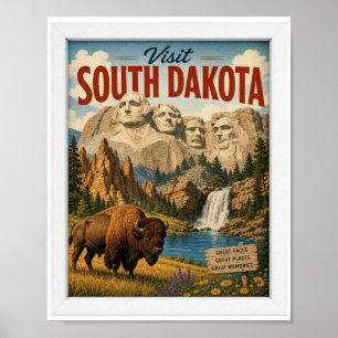 Visit South Dakota Travel Vintage Poster