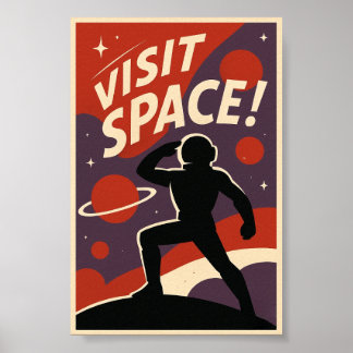 Visit Space Retro Poster