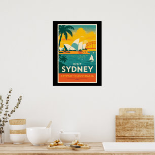 Visit Sydney – Retro Sunset Travel Poster
