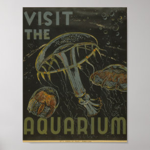 Visit The Aquarium Vintage WPA Poster