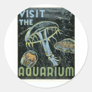 Visit the Aquarium - WPA Poster - Classic Round Sticker