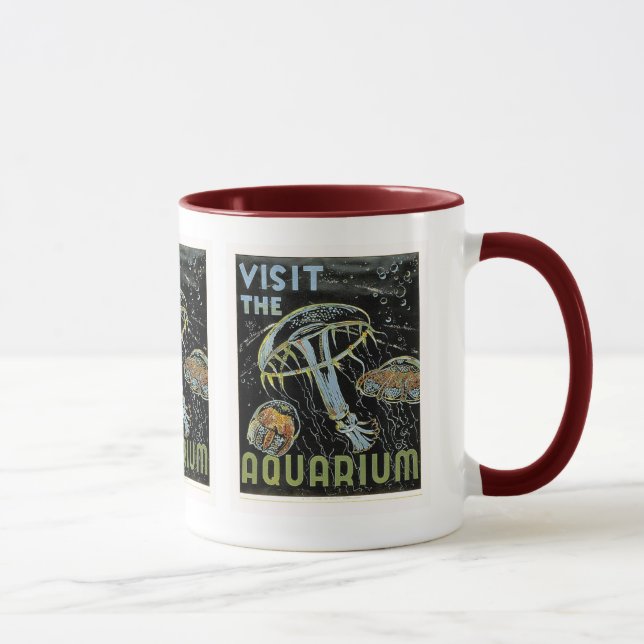 Visit the Aquarium - WPA Poster Jellies, Jellyfish Mug (Right)