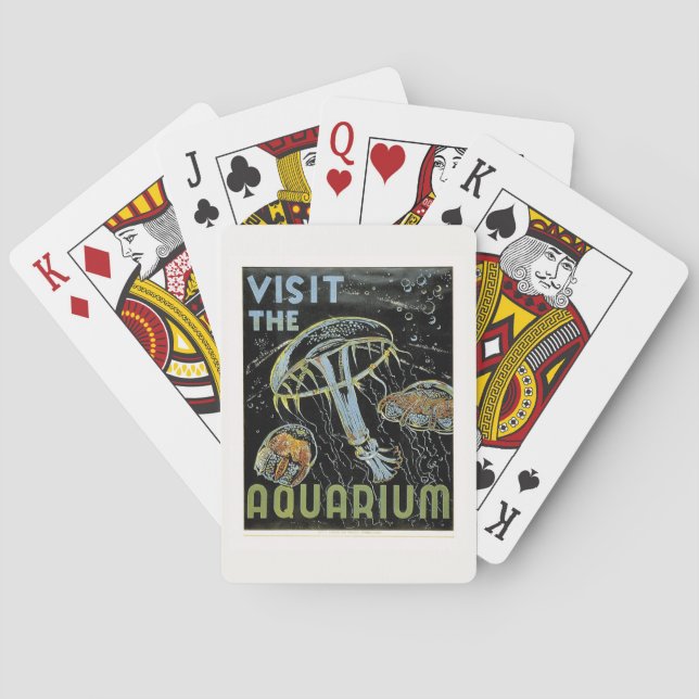 Visit the Aquarium - WPA Poster Jellies, Jellyfish Playing Cards (Back)