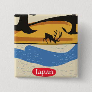 Visit the forest USA vintage poster. 15 Cm Square Badge