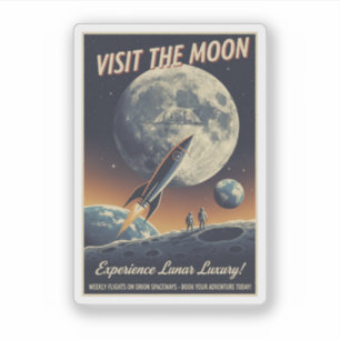 Visit the Moon - Retro travel poster