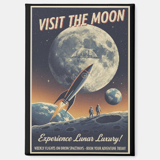 Visit the Moon - Retro travel poster Magnet