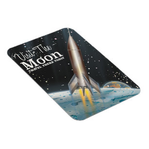 Visit The Moon vintage sci-fi travel poster Magnet