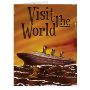 visit the world vintage cruise liner poster