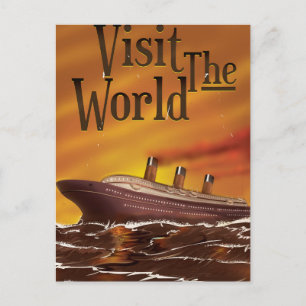 visit the world vintage cruise liner poster postcard