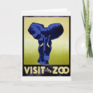 Visit the Zoo - Elephant - Vintage WPA Poster Thank You Card