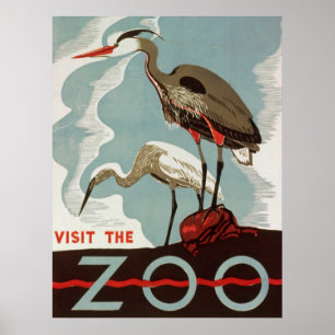 Visit The Zoo Vintage Tourism Poster