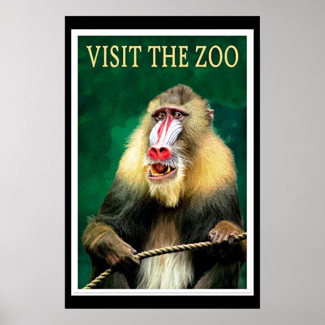 Visit the Zoo, vintage travel poster (Front)
