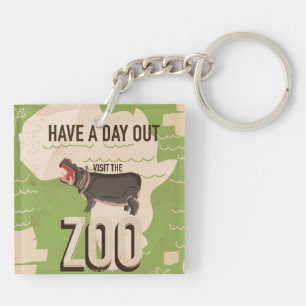 Visit The Zoo Vintage Travel Poster. Key Ring