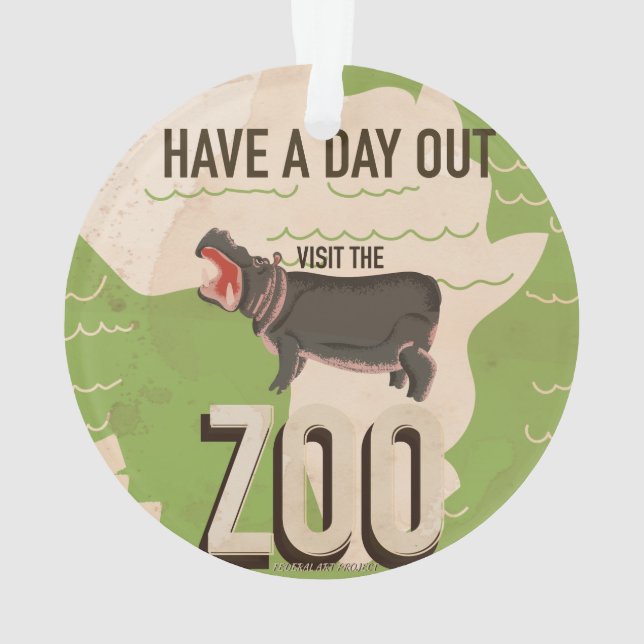 Visit The Zoo Vintage Travel Poster. Ornament (Back)