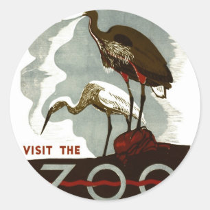 Visit the Zoo - WPA Poster - Classic Round Sticker