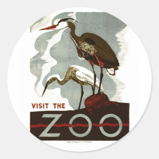 Visit the Zoo - WPA Poster - Classic Round Sticker