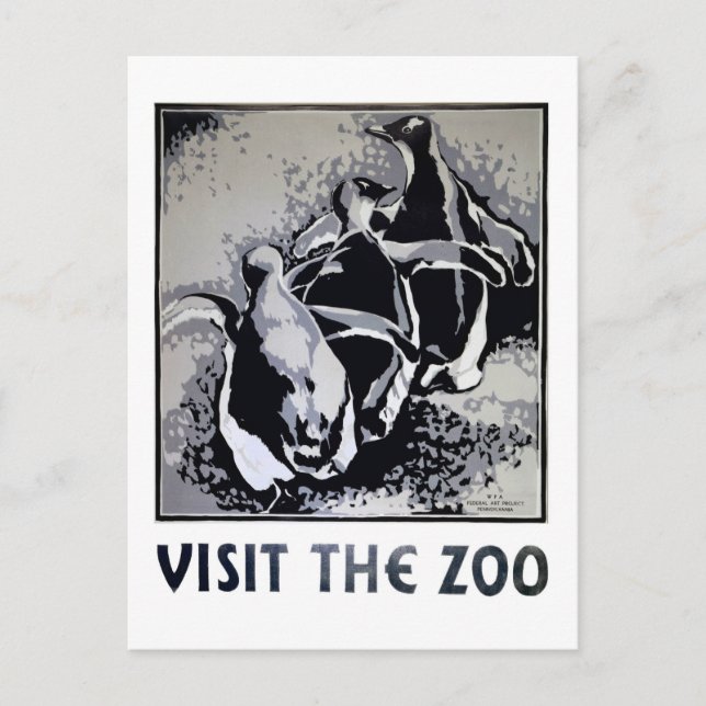 Visit the Zoo - WPA Poster - Postcard (Front)