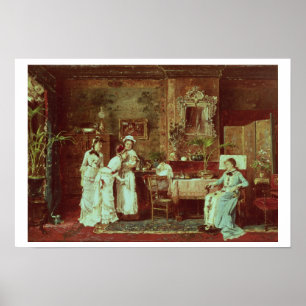 Visit to a New Mother, 1879 (oil on canvas) Poster