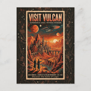 Visit Vulcan - Retro Galactic Travel Poster Postcard