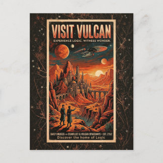 Visit Vulcan - Retro Galactic Travel Poster Postcard