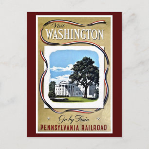 Visit Washington by train, Pennsylvania RR Postcard