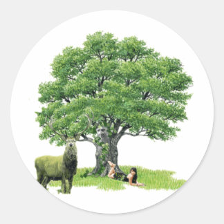 Visit With Father Oak Classic Round Sticker