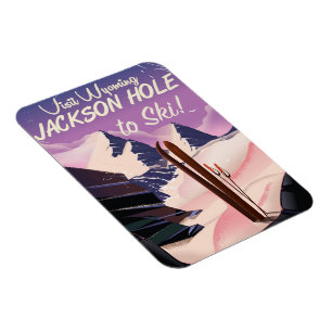 Visit Wyoming! Jackson Hole to ski travel poster Magnet