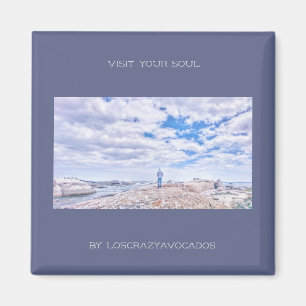 Visit Your Soul Ocean Sea View Man Figure Magnet