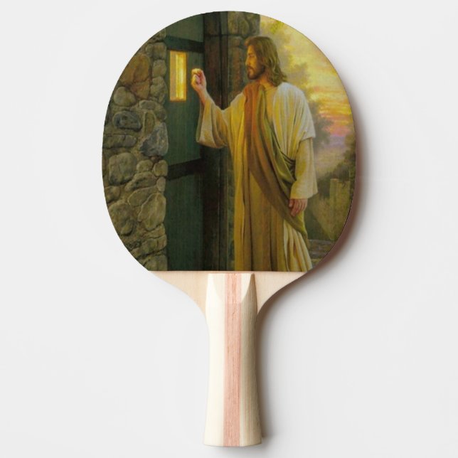 Visitation at Dawn Jesus Knocking on a Rustic Door Ping Pong Paddle (Front)