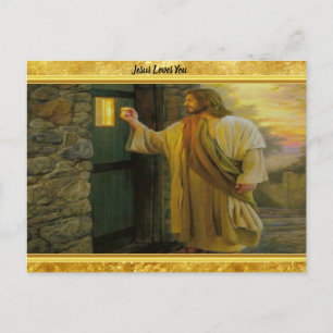 Visitation at Dawn Jesus Knocking on a Rustic Door Postcard