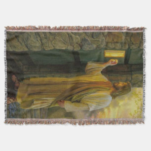 Visitation at Dawn Jesus Knocking on a Rustic Door Throw Blanket
