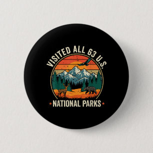 Visited 63 National Parks Preserve Protect Outdoor 6 Cm Round Badge
