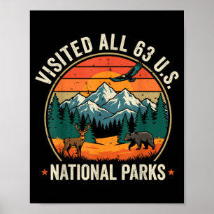 Visited 63 National Parks Preserve Protect Outdoor Poster