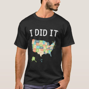 Visited All 50 States Usa Map For Travel T-Shirt