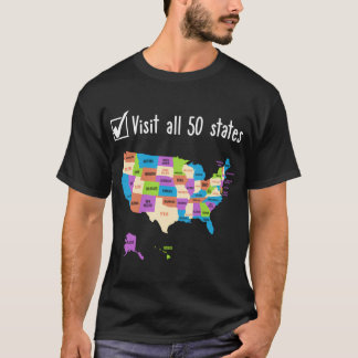 Visited All 50 States Usa Map Travel T-Shirt