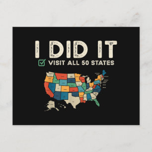 Visited All 50 US States - USA Map Travel - Visit  Enclosure Card