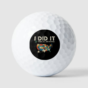 Visited All 50 US States - USA Map Travel - Visit Golf Balls