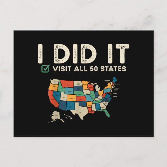 Visited All 50 US States - USA Map Travel - Visit  Holiday Postcard (Front)