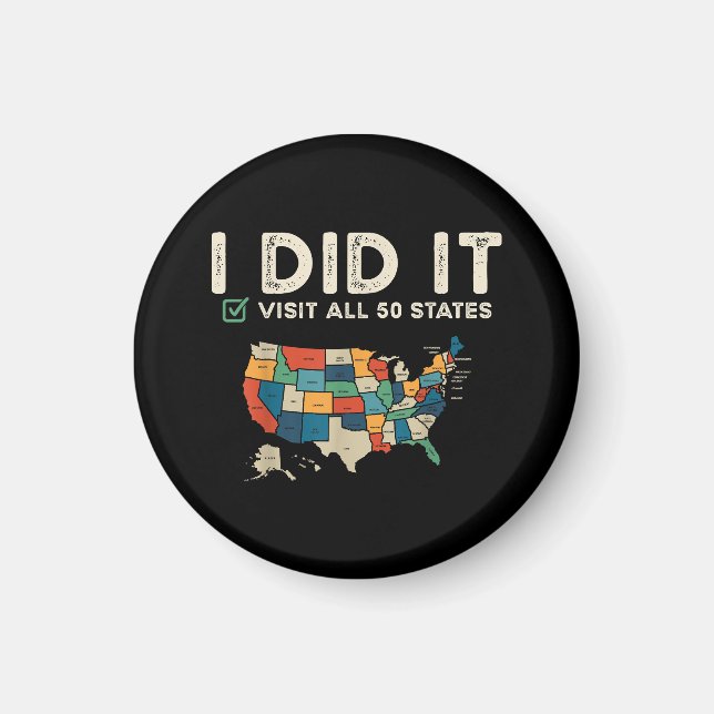 Visited All 50 US States - USA Map Travel - Visit  Magnet (Front)