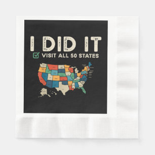 Visited All 50 US States - USA Map Travel - Visit Napkin