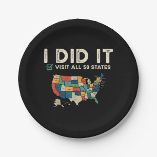 Visited All 50 US States - USA Map Travel - Visit Paper Plate
