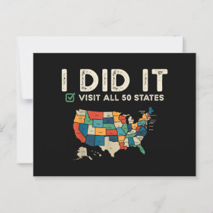 Visited All 50 US States - USA Map Travel - Visit  Postcard