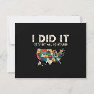Visited All 50 US States - USA Map Travel - Visit RSVP Card