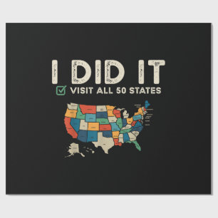 Visited All 50 US States - USA Map Travel - Visit Wrapping Paper