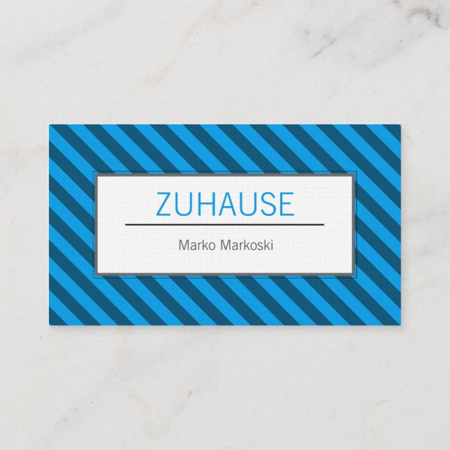 Visitenkarte blau gestreift business card (Back)