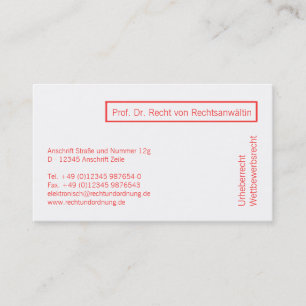 Visitenkarte Coral Rot Business Card
